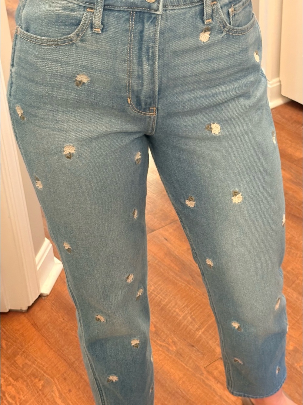Hollister Light Blue Ankle Crop Flower Jeans